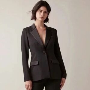 JW Jason Wu Black Satin Crepe Tuxedo Blazer